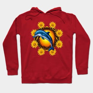 Cartoon Of A Porpoise or Dolphin With Florida Wildflowers Hoodie